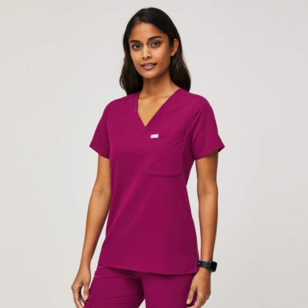 BNWT Figs Dark Magenta Catarina Top Zamora Joggers Scrubs Set Sz S